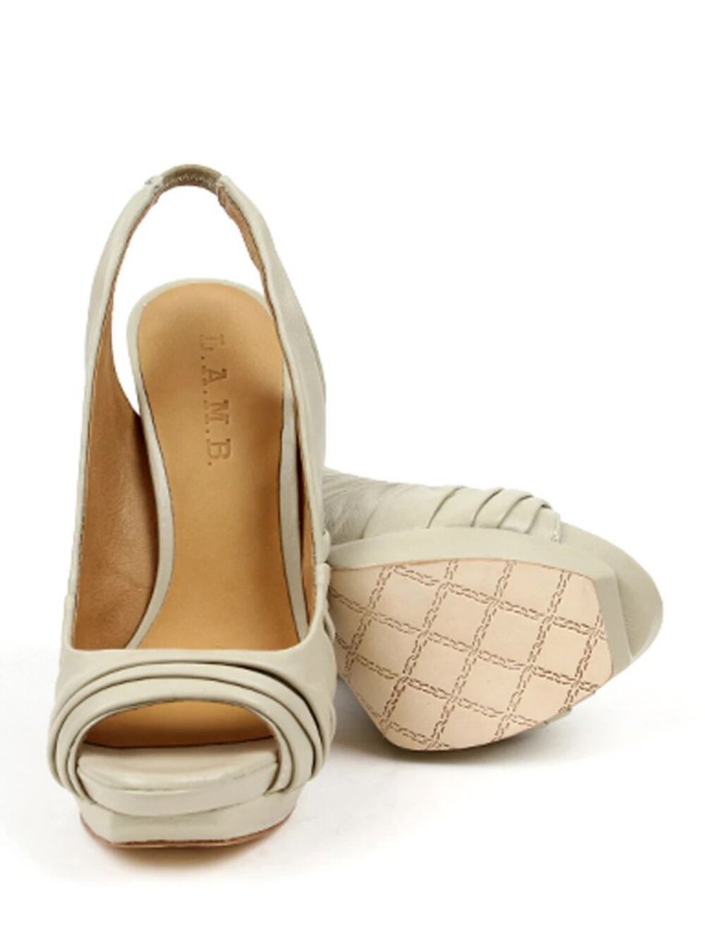 L.A.M.B. Women Ethel Cream Peep Toe Slingback